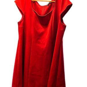 Classic Red Cap-Sleeve Women's Dress